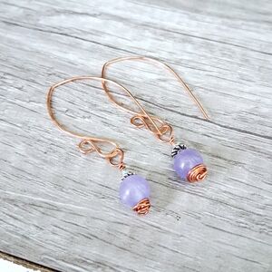 Elegant Dyed Jade and Copper Wire Wrapped Earrings